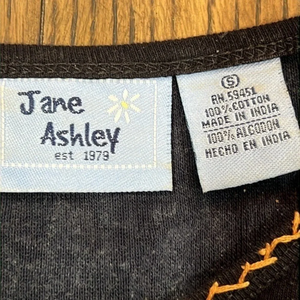Jane Ashley Black Bird Embroidered Sweater S‎ Artsy Floral Teacher Grandmacore